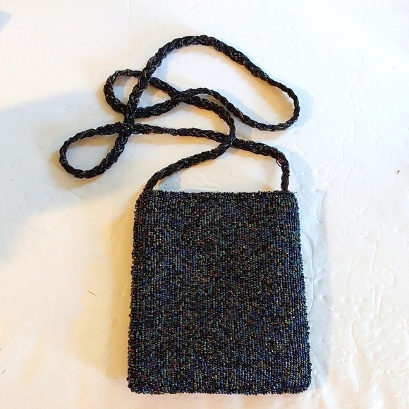 Vintage Heavily HAND BEADED Floral Mini Bag W/ Strap Stunning! - Picture 2 of 6